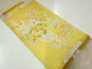 アンティーク　竹笹に梅模様刺繍袋帯（材料）